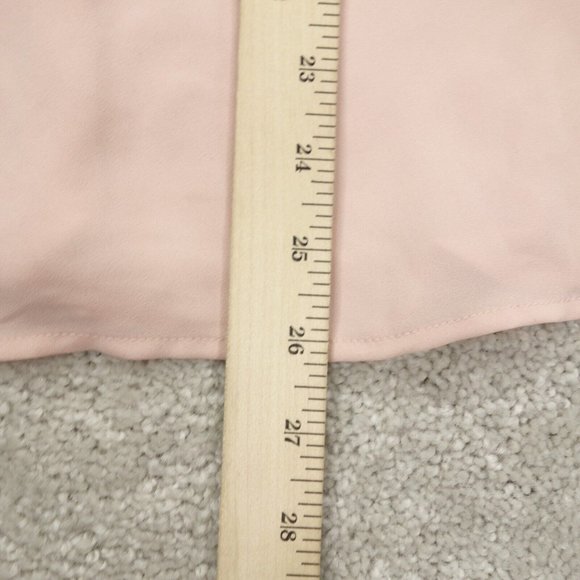 LOFT Petites Top Womens XXSP Pink Long Sleeve V-Neck Pleated Chiffon Boho - Picture 7 of 8